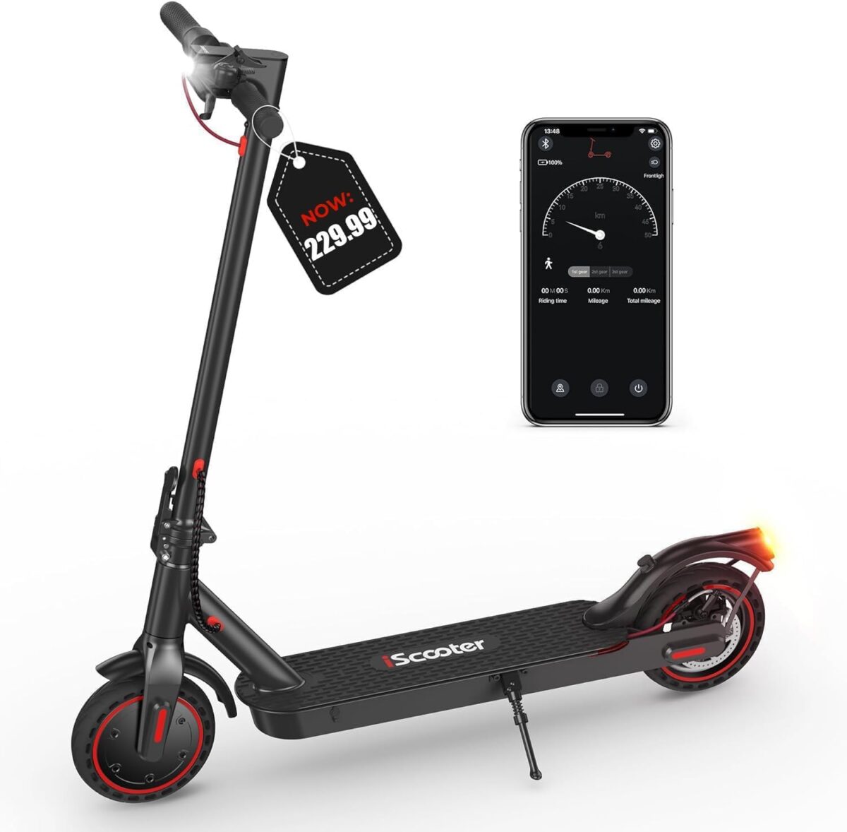 iScooter i9 Electric Scooter: 30KM Range, 3 Speeds, Foldable, APP, Double Brakes. (New)