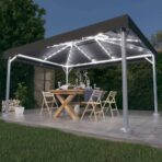 "vidaXL Gazebo with LED Lights - Anthracite Aluminium, Solar Powered" (New)