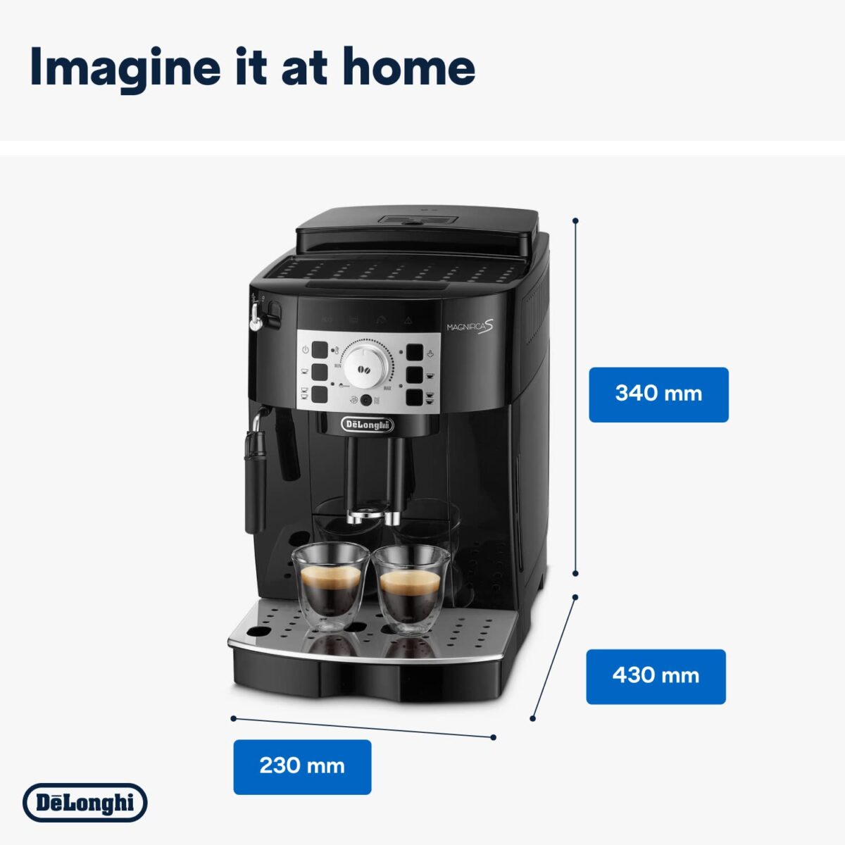 De'Longhi Magnifica S Espresso Machine, Milk Frother, Soft-Touch Panel, Black (New)