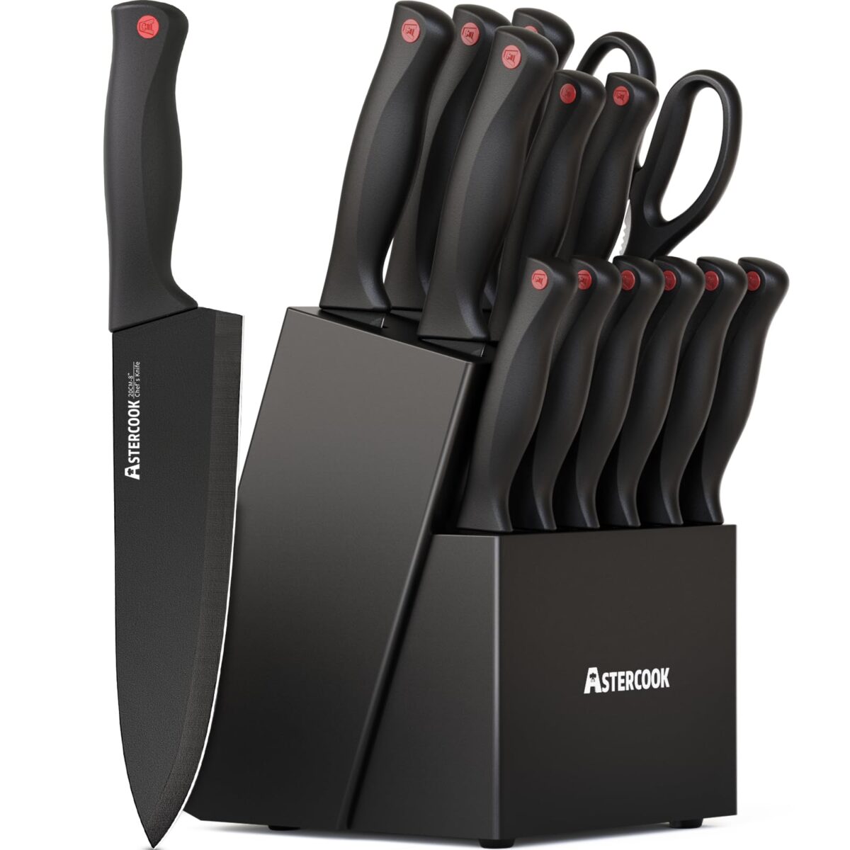 Astercook 15-Piece German Stainless Steel Knife Set with Sharpener (New)