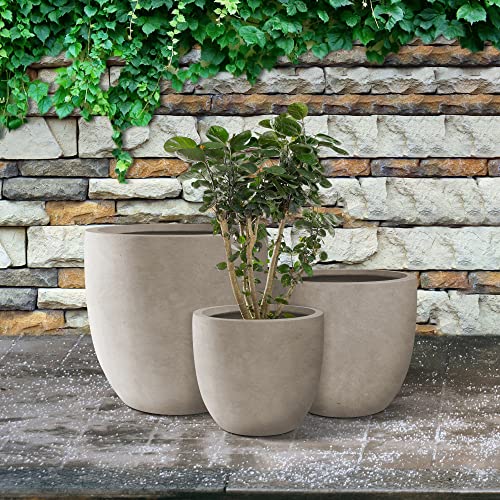 Kante 3-Piece Concrete Planters Set: 20", 16.5", 13.4" with Drainage Hole. (New)