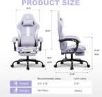 GTPLAYER Fabric Gaming Chair, Ergonomic, Footrest, Lumbar Support, White. (New)