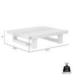 Armen Living Vivid Modern Outdoor Patio Coffee Table, Gray Eucalyptus (New)