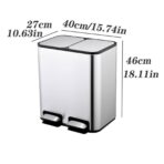 GBEVAUEIO Large-capacity Foot-operated Stainless Steel Trash Can, Double-barrel, with Lid. (New)