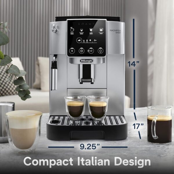 De'Longhi Magnifica Start Espresso Machine, Manual Milk Frother, Built-in Grinder, Silver (New)