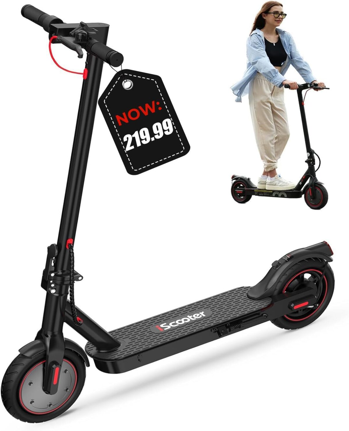 iScooter Electric Scooter: 350W, 20-30KM Range, Cruise Control, 3 Speeds (New)