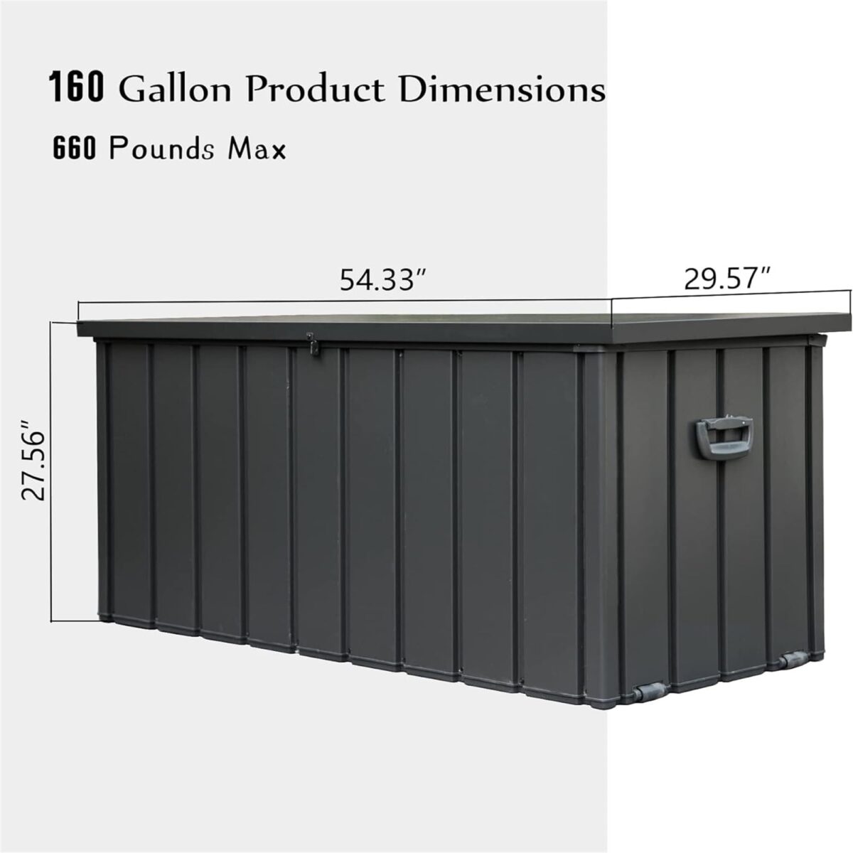 160 Gallon Waterproof Outdoor Storage Deck Box (Dark Gray) (New)