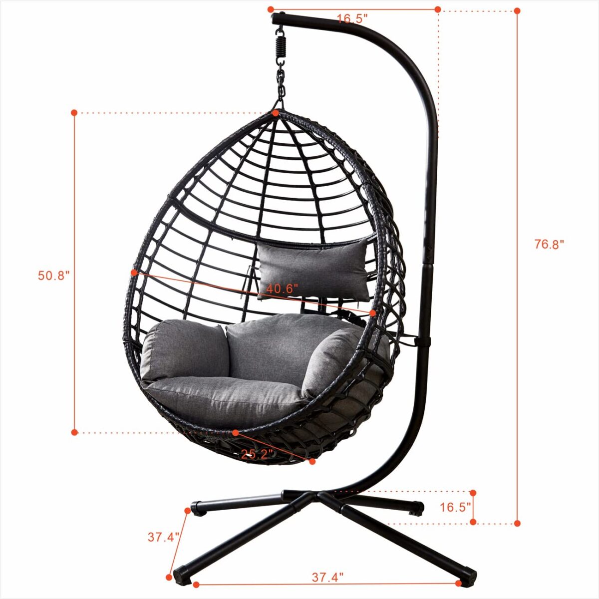 GOWE Swing Egg Chair with Stand, Modern Design, 37.4x37.4x76.77 (Red) (New)