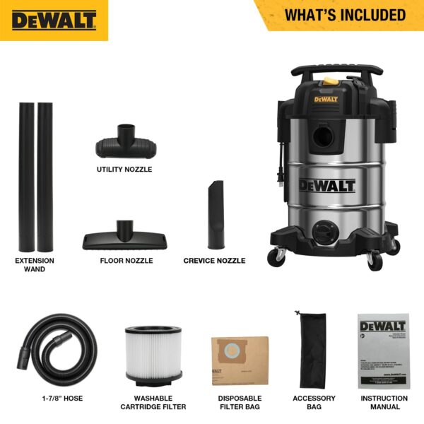 DEWALT 30L Stainless Steel Wet/Dry Vacuum w/ Blowing Function (New)