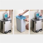 GBEVAUEIO Large-capacity Foot-operated Stainless Steel Trash Can, Double-barrel, with Lid. (New)