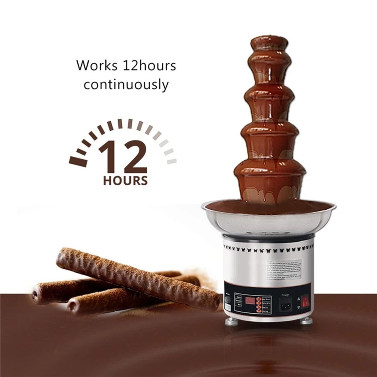 7-Tier Chocolate Fountain: Commercial Fondue, Temp Control, Party Buffet Equipment (New)