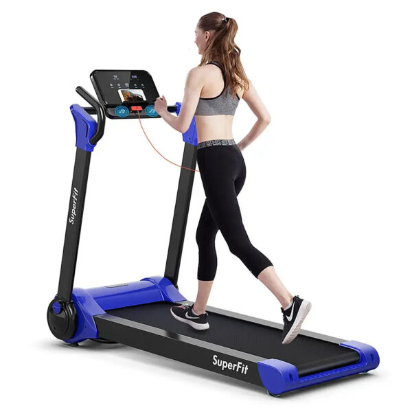 Costway - 2.25HP Folding Electric Motorized Treadmill With Speaker - Blue (New)