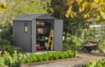 Keter Darwin 6x8 Outdoor Shed: Double Doors, Wood Look, Fade-Free, 15-Year Warranty (New)