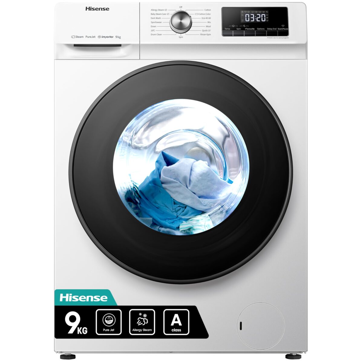 Hisense 9KG Front Load Washing Machine, 1400 RPM, A Rated (New)