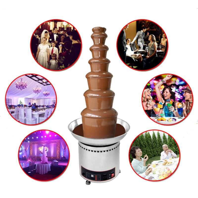 7-Tier Chocolate Fountain: Commercial Fondue, Temp Control, Party Buffet Equipment (New)