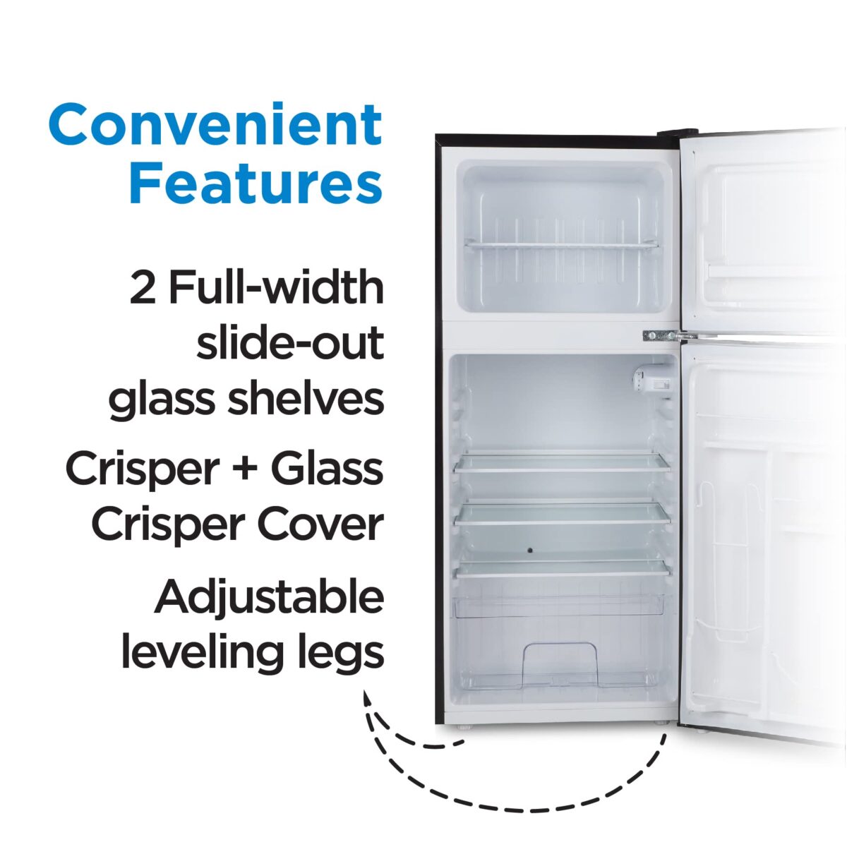 Commercial Cool CCRRD45HB 4.5 Cu. Ft Retro Freezer, Black, Glass Shelves (New)