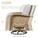 Belord 3PC Patio Set: Swivel Rocker Chairs, Rattan Table, Beige Cushions. (New)