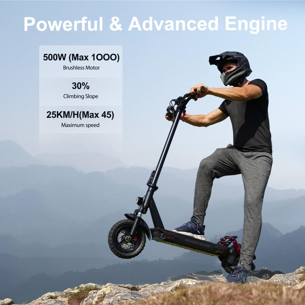 iScooter GT1 Electric Scooter: 45KM Range, 10" Off-road Tires, 4 Speed Modes (New)