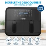 Baridi DH172 Dual Zone Air Fryer: 8L, 8-in-1, Oil-Free, Touch Control. (New)