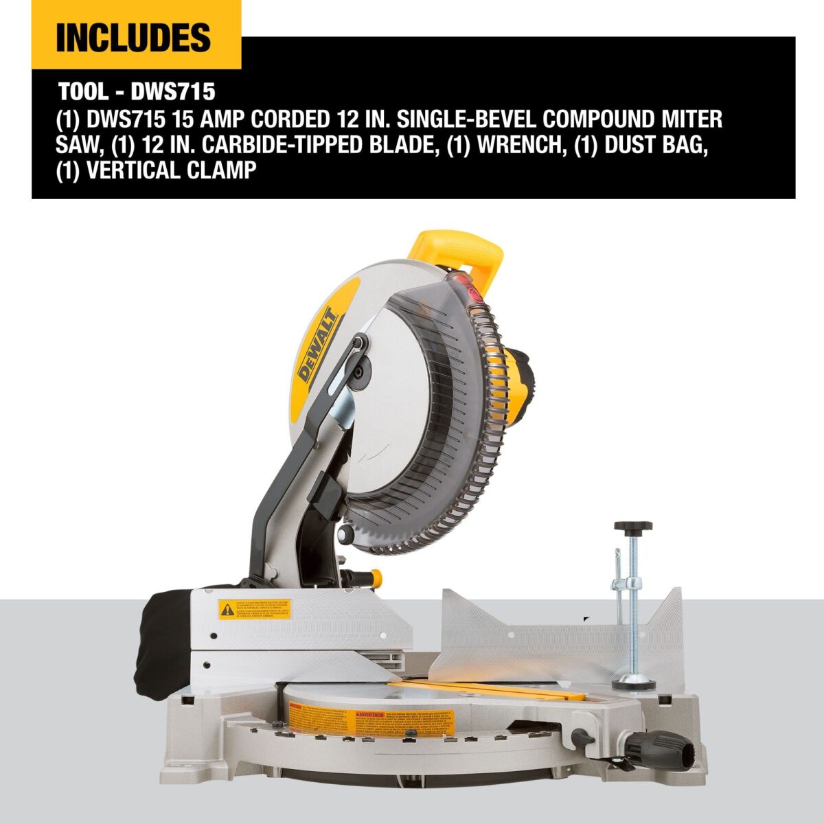 DEWALT 12-Inch Miter Saw, 15-Amp, Single Bevel, Compound (DWS715) (New)