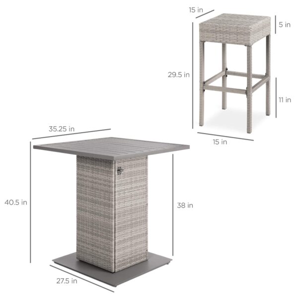 Best Choice 5-Piece Wicker Bar Set: Table, 4 Stools, Hidden Storage. (New)