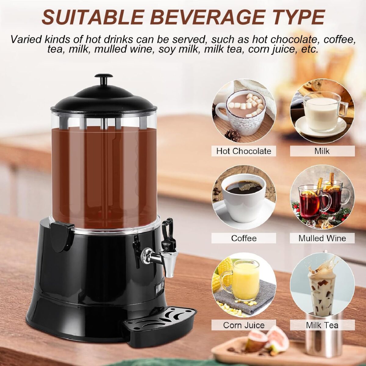 10L Hot Chocolate Dispenser, 110V, Electric Beverage Maker, 30-90℃ Tempering (New)