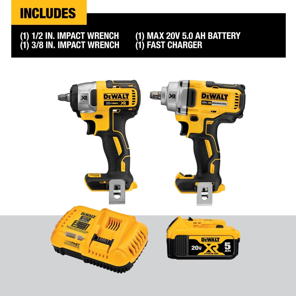 DEWALT 20V MAX Impact Wrench 2-Tool Kit w/ 5Ah Battery (New)