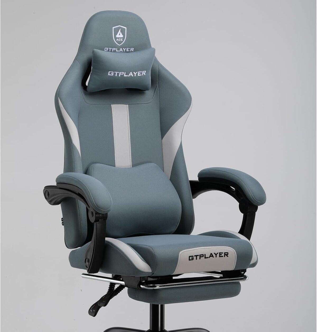 GTPLAYER Fabric Gaming Chair, Ergonomic, Footrest, Lumbar Support, White. (New)