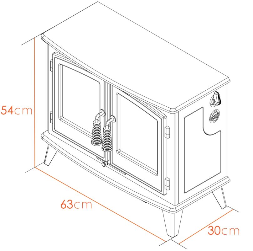 Adam Woodhouse Electric Stove in Black with Angled Stove Pipe (New)