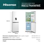 Hisense RB327N4WWE 55cm Fridge Freezer, 251L, No Frost, Water Dispenser (New)