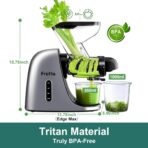 Cold Pressed Juicer, Masticating, Whole Fruit, 2-Speed, BPA-Free, Grey (New)