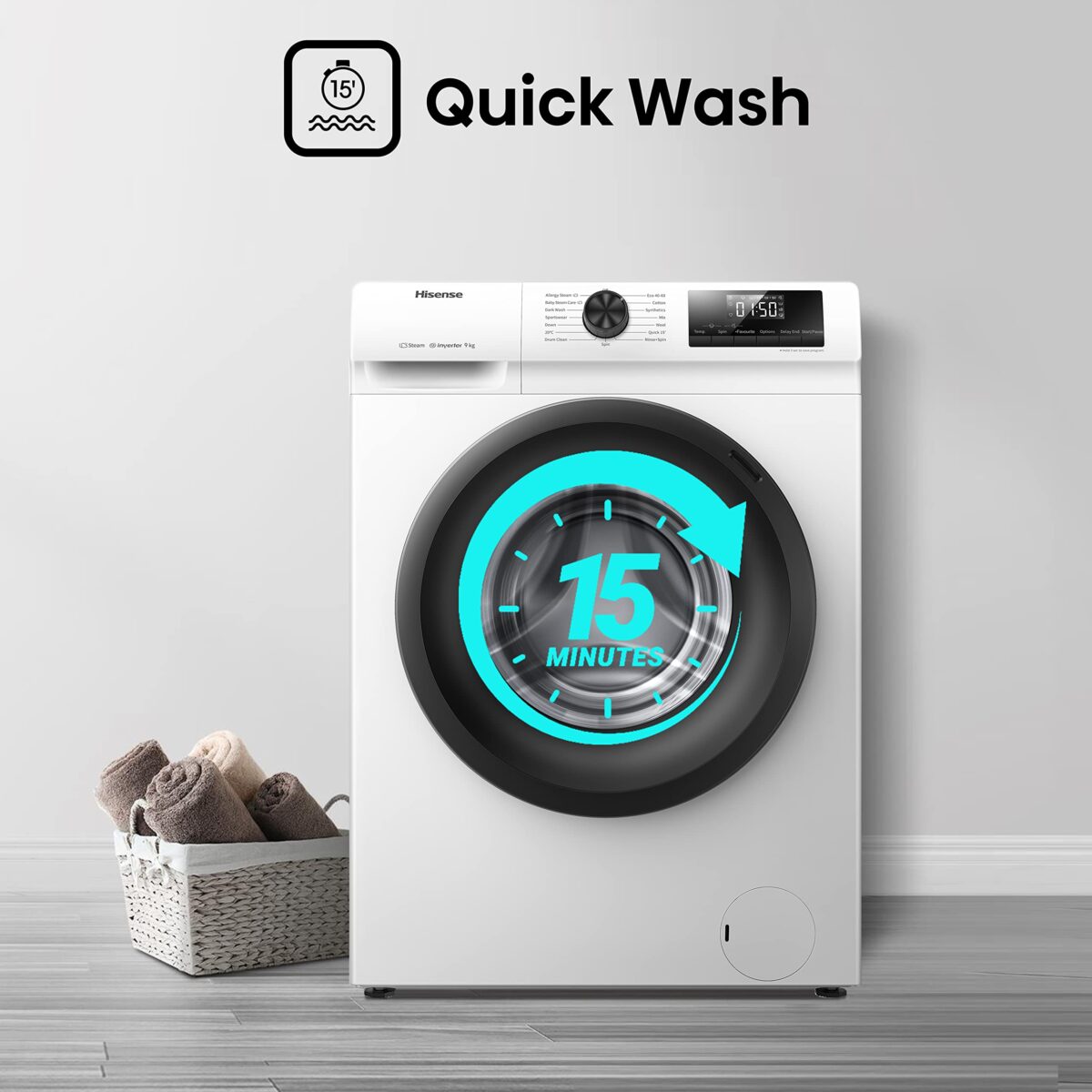 Hisense WFQP9014EVM 9KG Front Load Washer, 1400 RPM, Inverter, White (New)