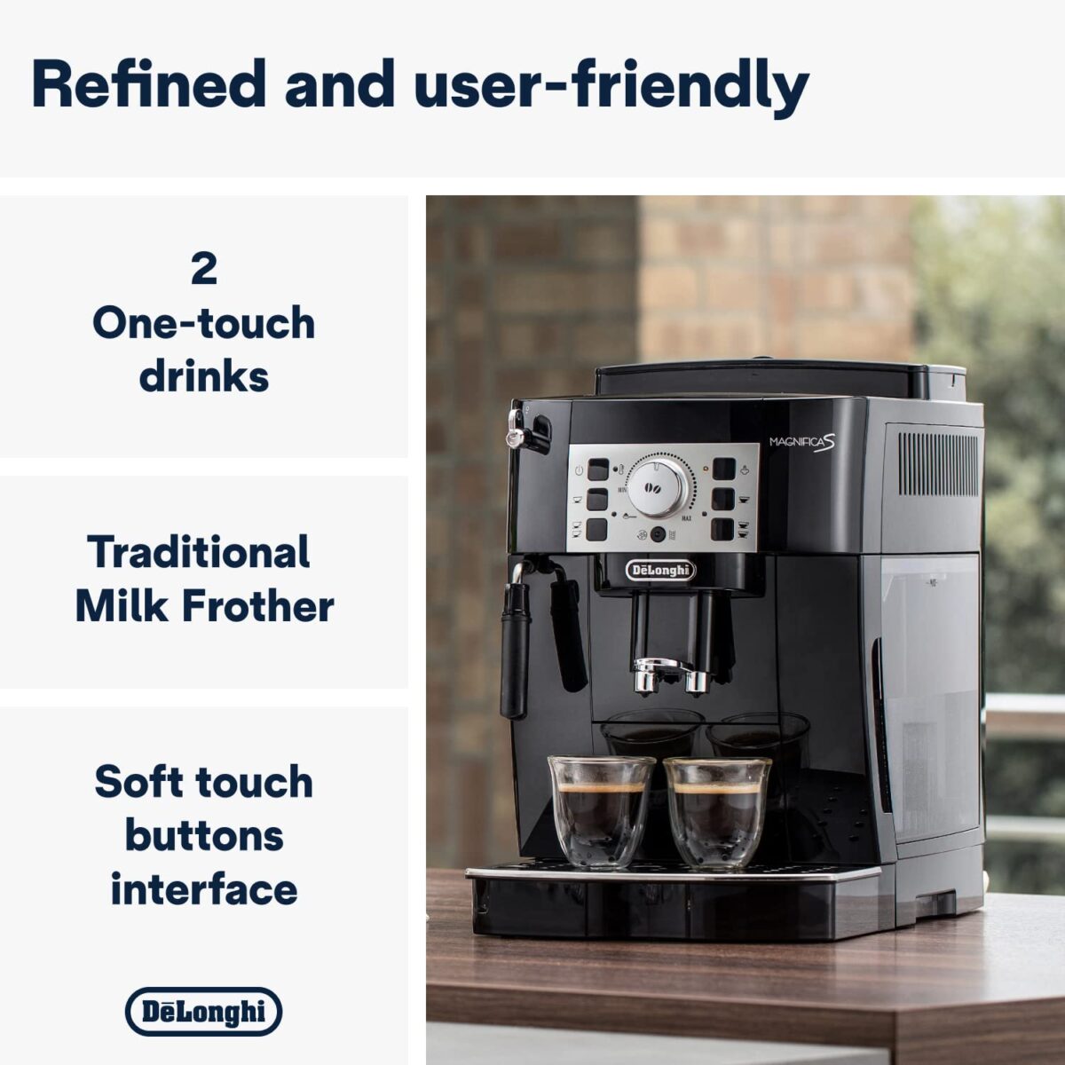 De'Longhi Magnifica S Espresso Machine, Milk Frother, Soft-Touch Panel, Black (New)