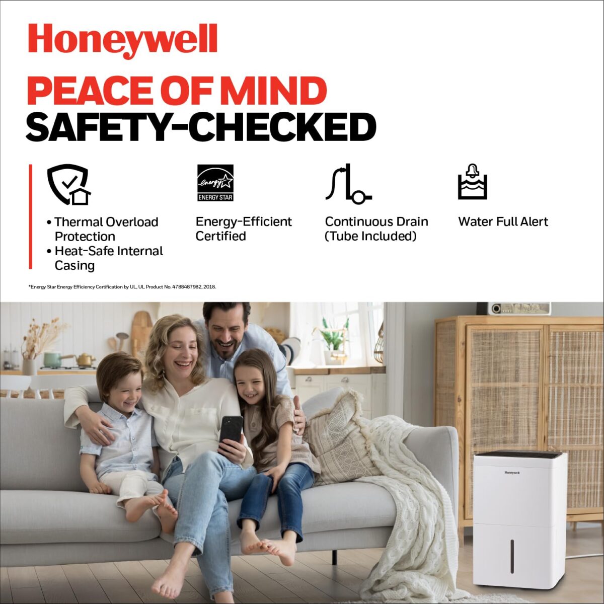 Honeywell 50 Pint Smart Dehumidifier, WiFi, Alexa Control, 4000 Sq. Ft. (New)