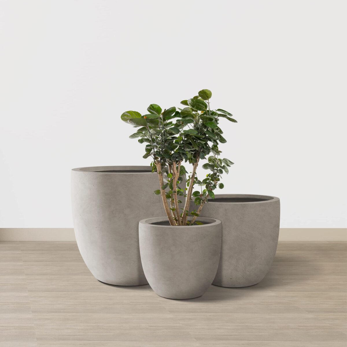 Kante 3-Piece Concrete Planters Set: 20", 16.5", 13.4" with Drainage Hole. (New)