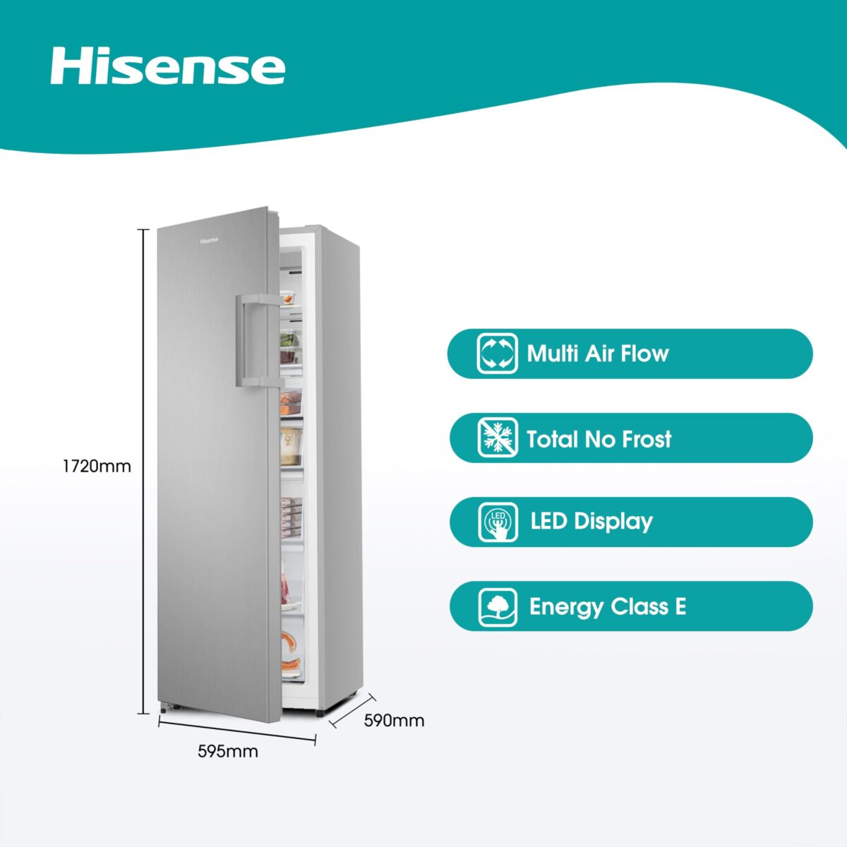 Hisense FV298N4ACE 240L Freestanding Freezer, No Frost, Stainless Steel (New)