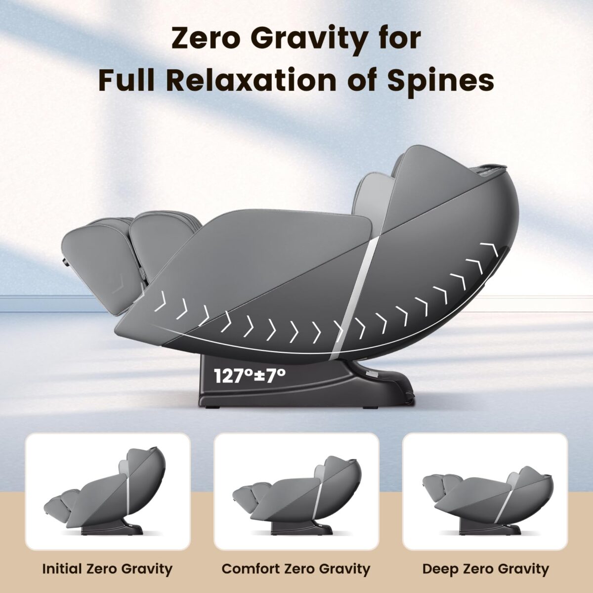 COSTWAY 3D SL Track Massage Chair, Zero Gravity, Heat, Airbags, Bluetooth, Grey (New)