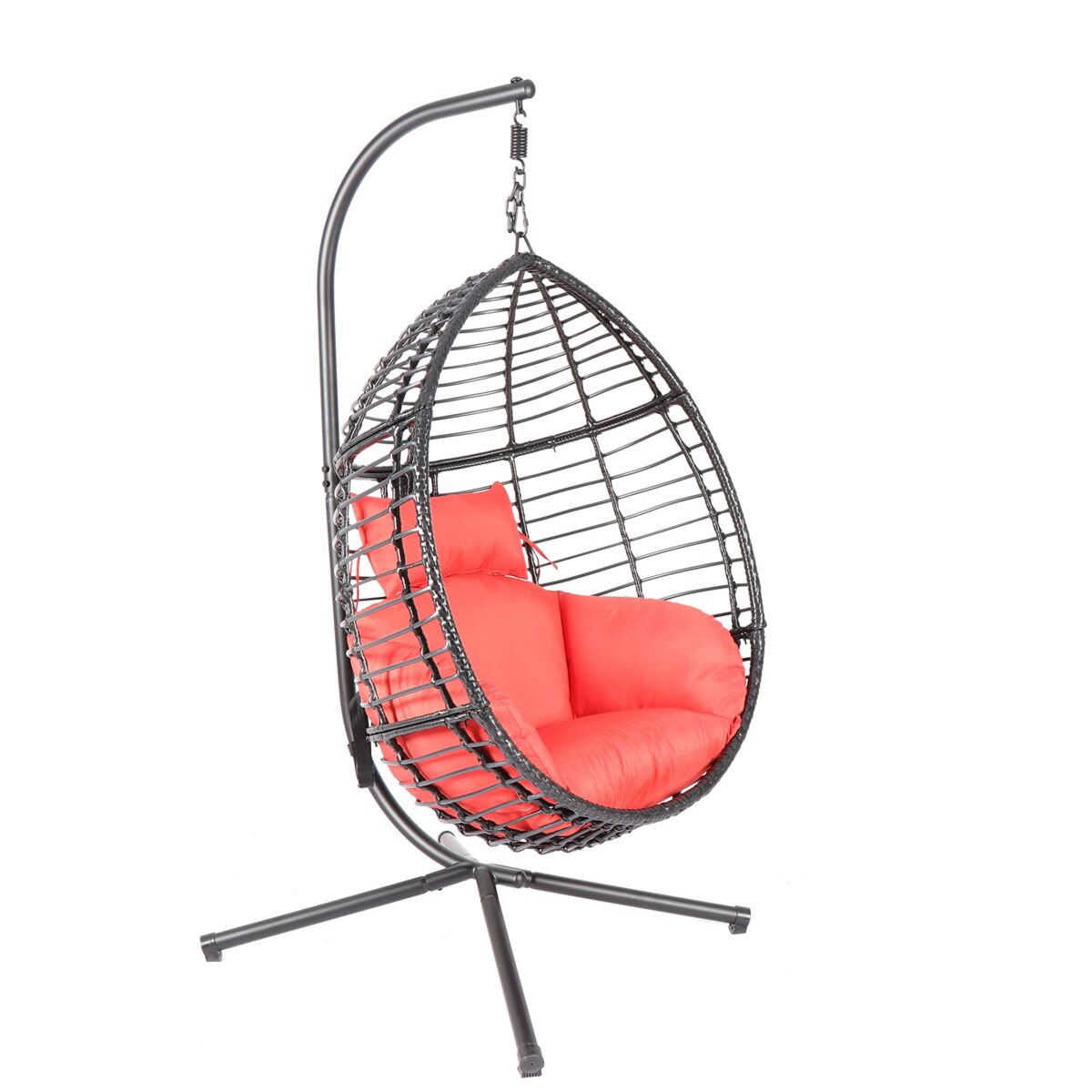 GOWE Swing Egg Chair with Stand, Modern Design, 37.4x37.4x76.77 (Red) (New)