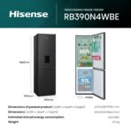 Hisense RB390N4WBE 60cm Fridge Freezer, 304L, No Frost, Water Dispenser (New)