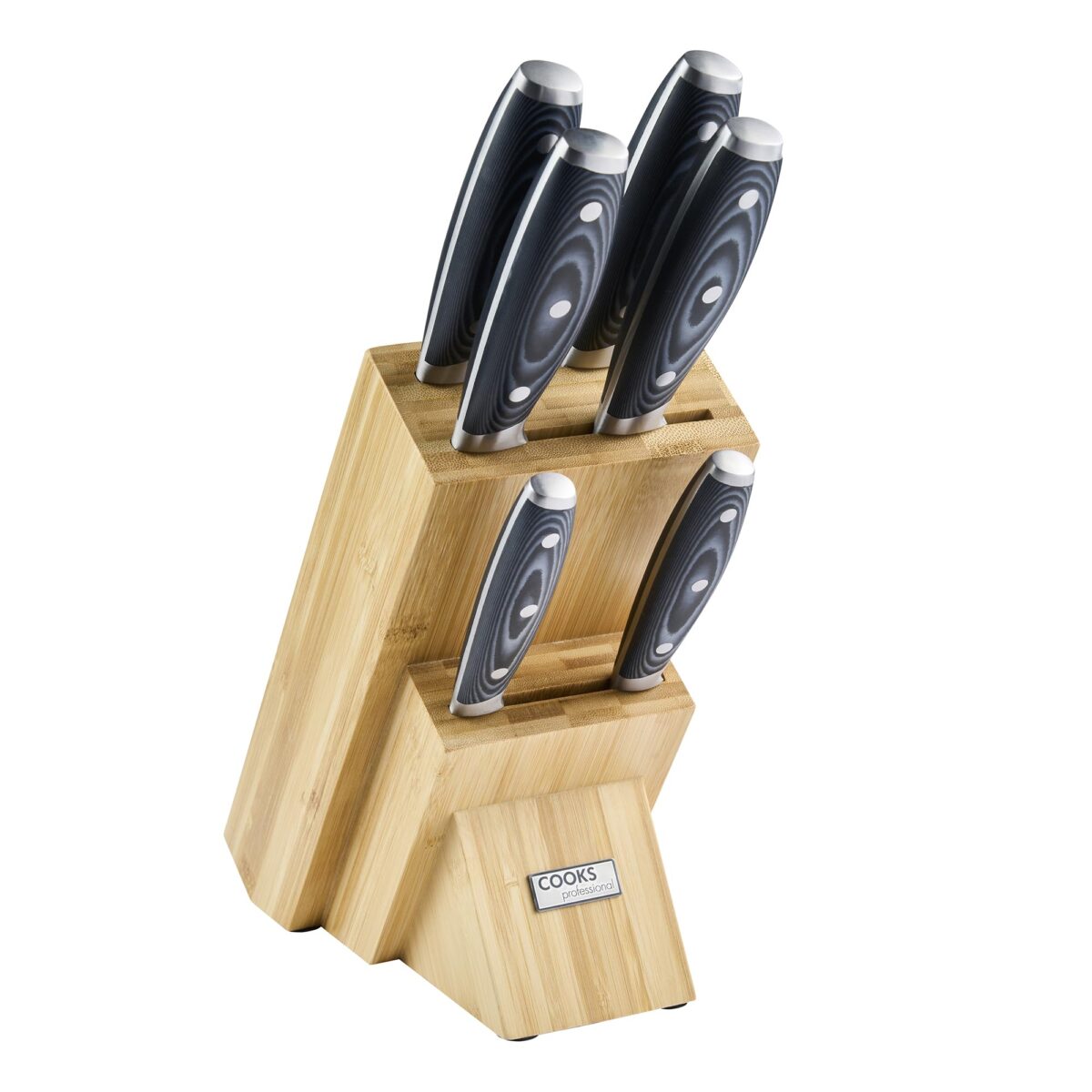 Cooks Professional 6-Piece Knife Set, Bamboo Block, German Steel, Kitchen (New)