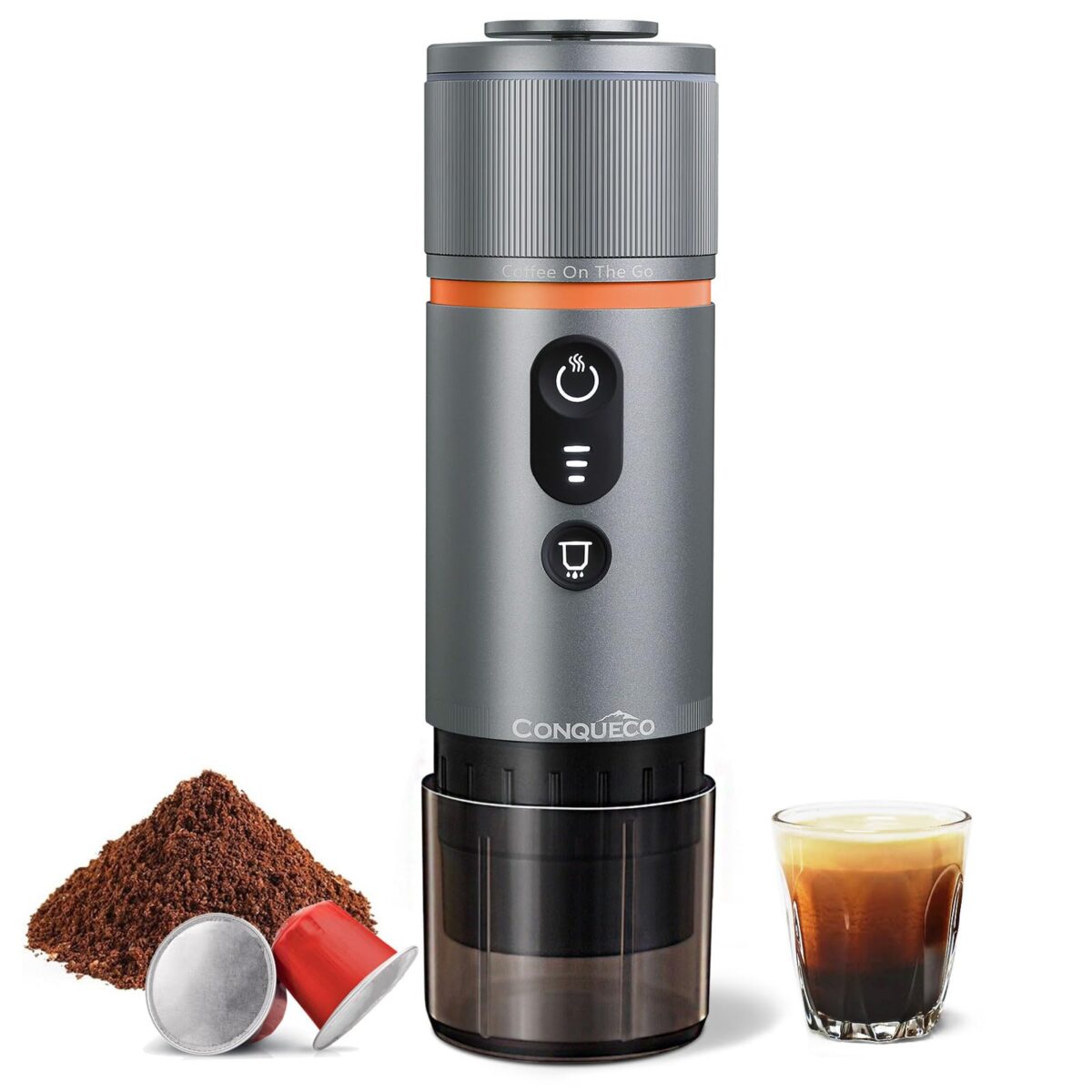 CONQUECO Portable Espresso Machine, 12V Car Coffee Maker, Battery, 2.5 Min Heat (New)