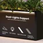 GSK Black LED Metal Raised Planter Boxes, Galvanized Iron, Drainage Holes, LED Light Strips. (New)