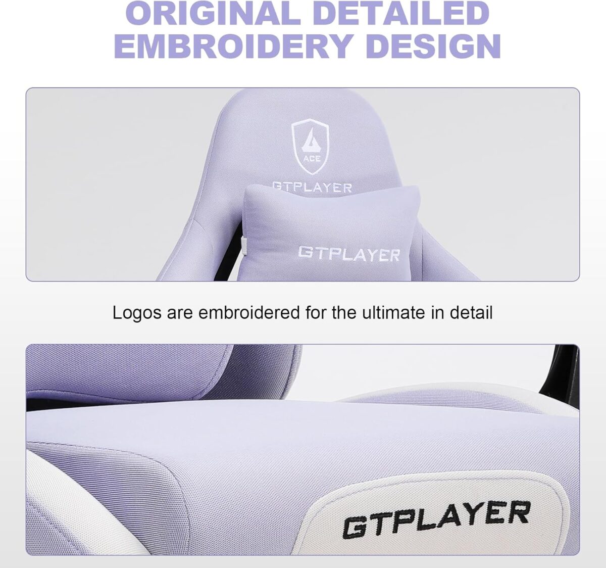 GTPLAYER Fabric Gaming Chair, Ergonomic, Footrest, Lumbar Support, White. (New)