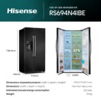 Hisense RS694N4IBF Side-by-Side Fridge Freezer, 562L, Black (New)