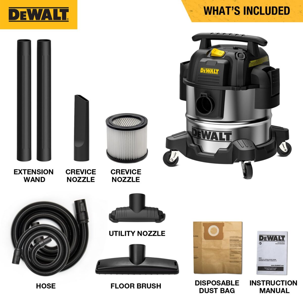 DEWALT 25L Stainless Steel Wet/Dry Vacuum w/ Blowing Function (New)