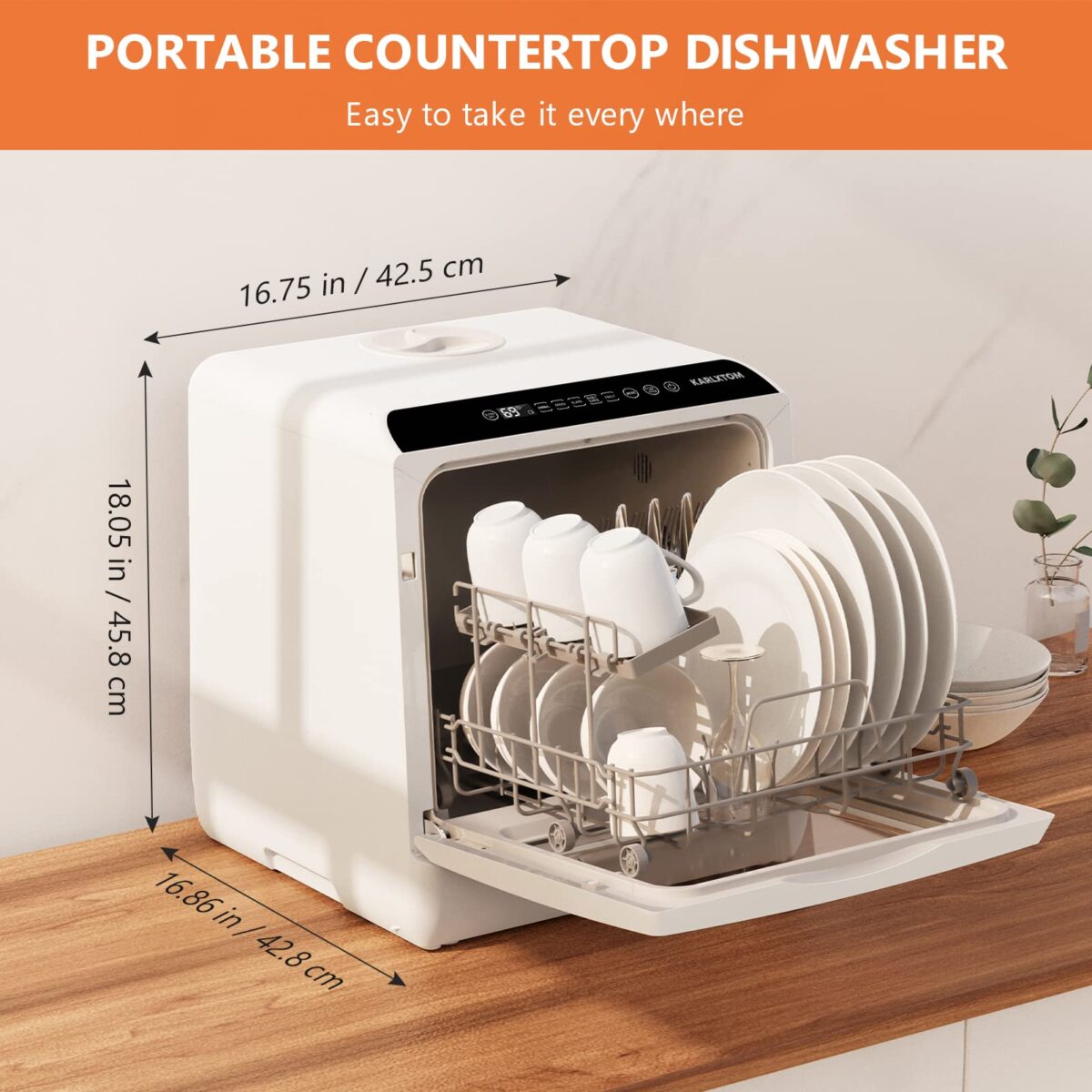 Karlxtom Table Top Dishwasher: 6 Programs, Auto-Drying, Baby Care, Touch Control. (New)