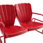 Crosley Ridgeland 4-Piece Retro Metal Outdoor Loveseat Set, Red Gloss (New)