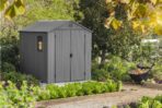 Keter Darwin 6x8 Outdoor Shed: Double Doors, Wood Look, Fade-Free, 15-Year Warranty (New)