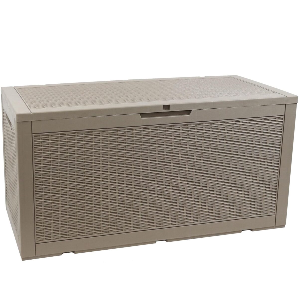 100 gal Faux Rattan Patio Storage Box with Handles Gray (New)