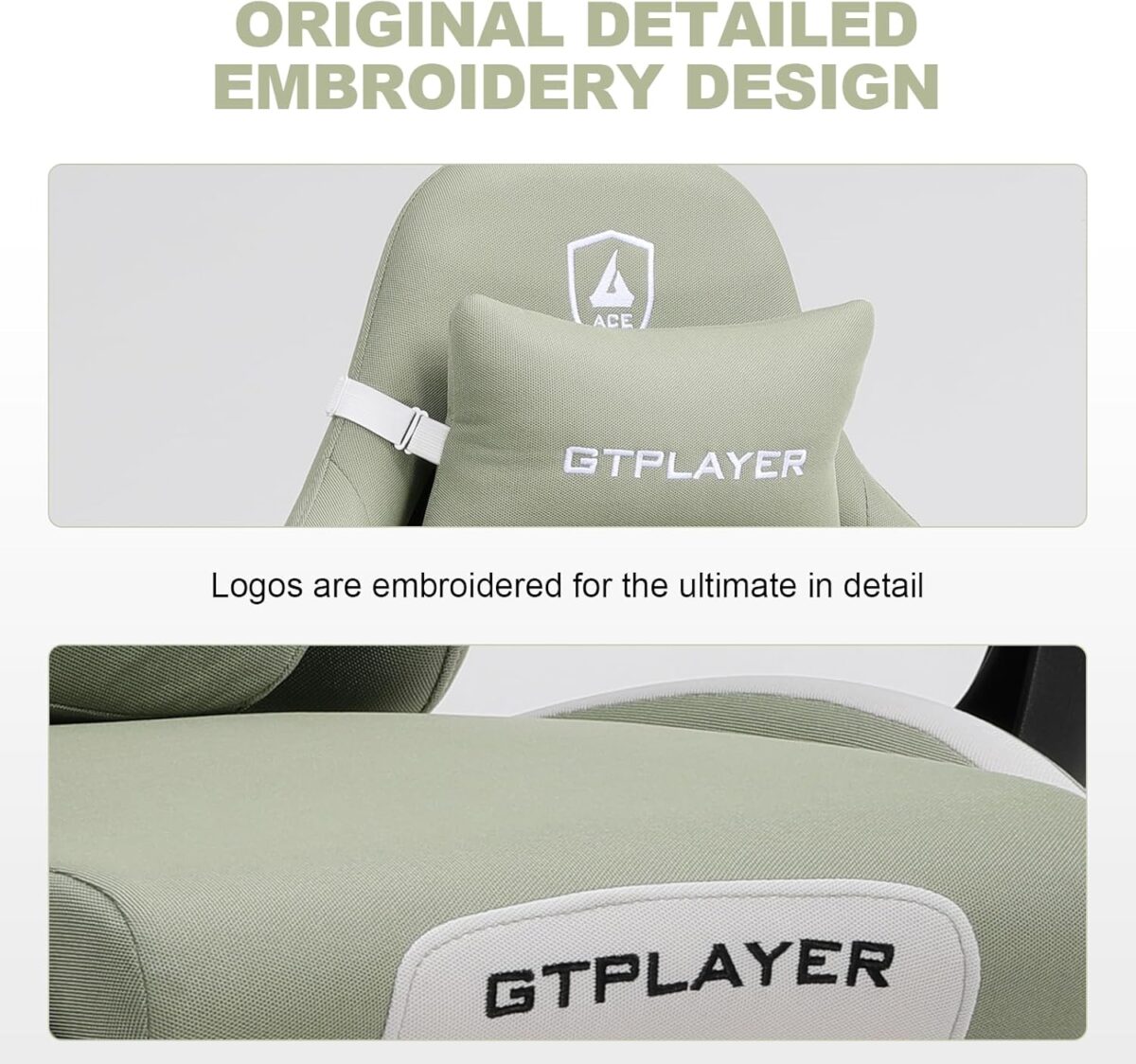 GTPLAYER Fabric Gaming Chair, Ergonomic, Footrest, Lumbar Support, White. (New)